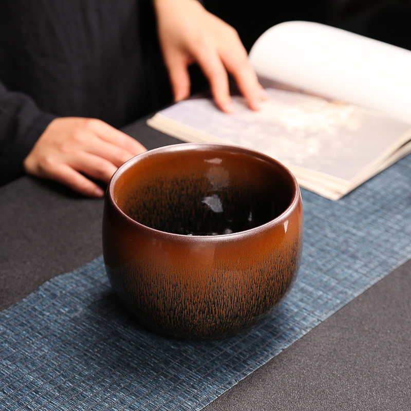 Jianyang Jianzhan: glazură minerală originală, ceramică lucrată manual, corp din fier, ars cu lemn, textură păr de iepure, Kirin albastru, ceașcă Tianmu pentru spălatul ceaiului, intrare apă, vas pentru zaț de ceai