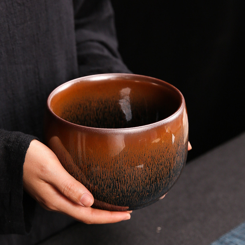 Jianyang Jianzhan: glazură minerală originală, ceramică lucrată manual, corp din fier, ars cu lemn, textură păr de iepure, Kirin albastru, ceașcă Tianmu pentru spălatul ceaiului, intrare apă, vas pentru zaț de ceai