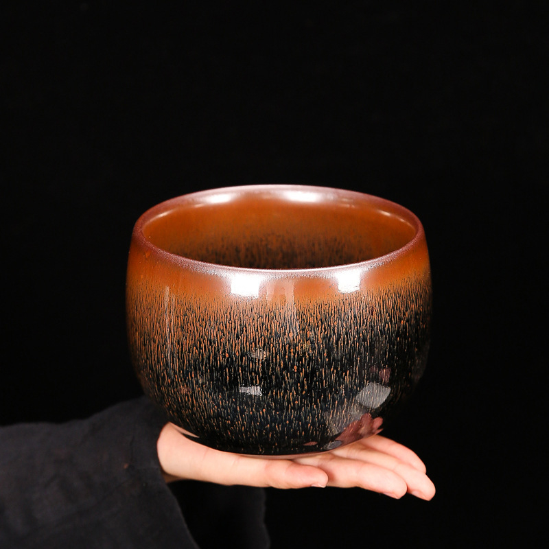 Jianyang Jianzhan: glazură minerală originală, ceramică lucrată manual, corp din fier, ars cu lemn, textură păr de iepure, Kirin albastru, ceașcă Tianmu pentru spălatul ceaiului, intrare apă, vas pentru zaț de ceai