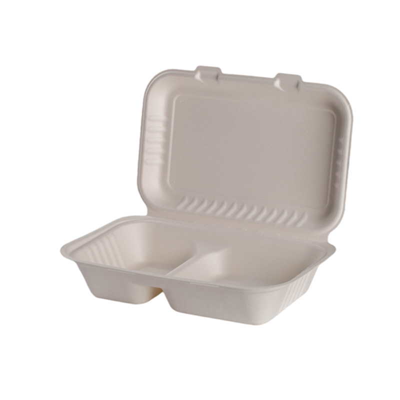 Cutie biodegradabilă pentru prânz din pulpă de trestie de zahăr – recipient dreptunghiular, de unică folosință pentru take-out