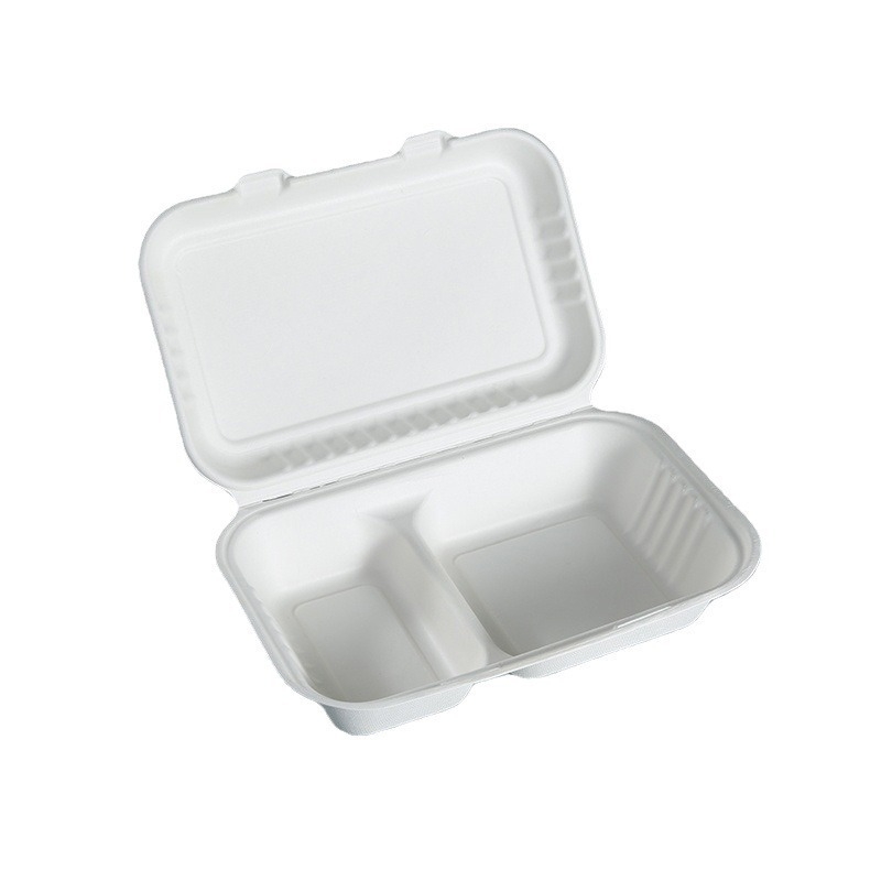 Cutie biodegradabilă pentru prânz din pulpă de trestie de zahăr – recipient dreptunghiular, de unică folosință pentru take-out