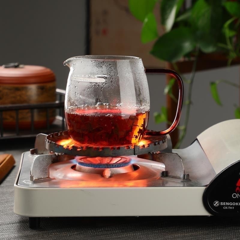 Cană mare în formă de semilună pentru ceai verde, din sticlă rezistentă la căldură, cu infuzor pentru ceai.
