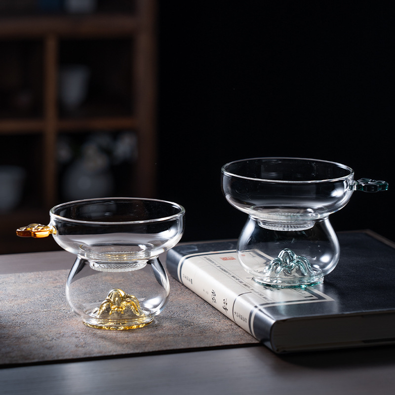 ceașcă de ceai din sticlă colorată cu infuzor, borosilicat înalt, filtru de ceai perforat cu laser, verde lac, stil chinezesc nou