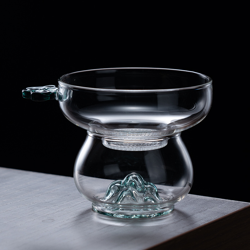 ceașcă de ceai din sticlă colorată cu infuzor, borosilicat înalt, filtru de ceai perforat cu laser, verde lac, stil chinezesc nou
