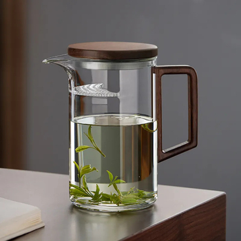Ceșcuță de ceai din sticlă borosilicat rezistentă la căldură, cu filtru și divizor pentru ceai, formă semilună, set pentru ceai verde, în stil chinezesc nou