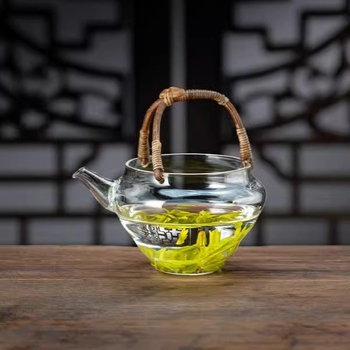 Ceainic de înaltă calitate, cu mâner, separator termorezistent pentru ceai și infuzor pentru ceai verde, din sticlă borosilikat groasă, stil japonez