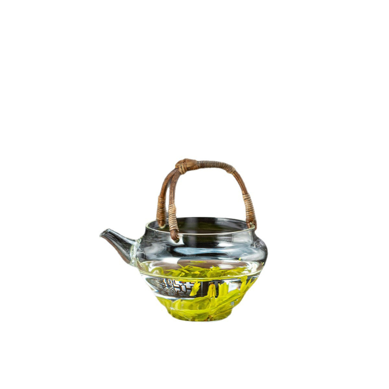Ceainic de înaltă calitate, cu mâner, separator termorezistent pentru ceai și infuzor pentru ceai verde, din sticlă borosilikat groasă, stil japonez