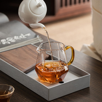 Set Gongfu de ceai din sticlă, rezistent la temperaturi, transparent, cu distribuitor de ceai și separator de apă