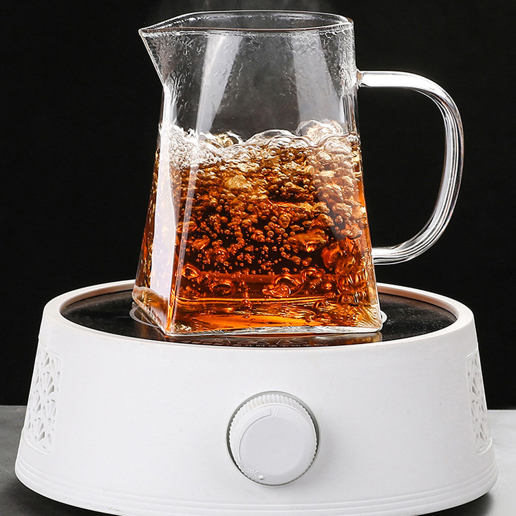 Ceașcă de ceai din sticlă borosilikată rezistentă la temperatură, cu filtru, pătrată