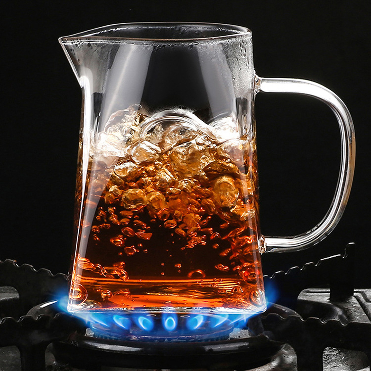 Ceașcă de ceai din sticlă borosilikată rezistentă la temperatură, cu filtru, pătrată