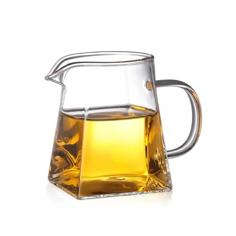 Ceașcă de ceai din sticlă borosilikată rezistentă la temperatură, cu filtru, pătrată