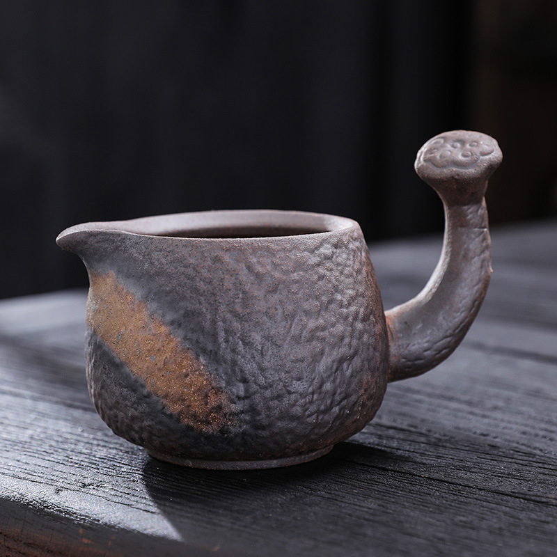 Ceainic ceramic cu glazură de fier placată cu aur, ceai cu separator și tavă de ceai, ardere pe lemn, accesorii pentru setul de ceai