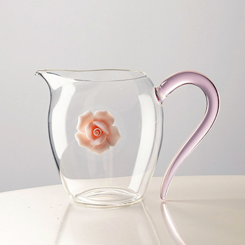 Ceașcă de ceai din sticlă borosilicată, design cu roză, divizor de ceai transparent, set Gongfu și accesorii pentru ceremonia ceaiului