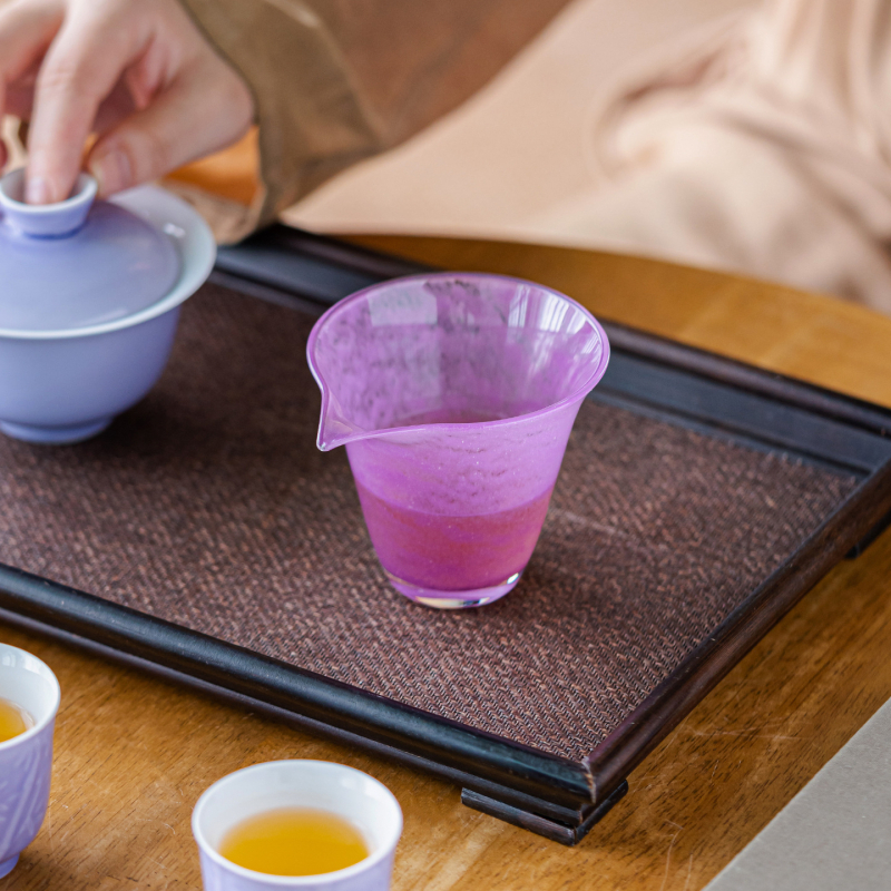 Set Gongfu de ceai din sticlă cu bule, rezistent la temperaturi înalte, ceașcă de distribuție echitabilă, separator de ceai și tavă de ceai