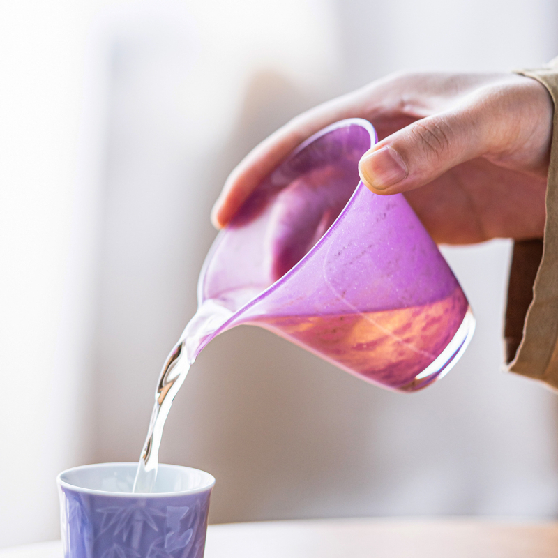 Set Gongfu de ceai din sticlă cu bule, rezistent la temperaturi înalte, ceașcă de distribuție echitabilă, separator de ceai și tavă de ceai