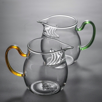 Set Gongfu de ceai cu filtru integrat în formă de semilună, ceașcă din sticlă pentru distribuție uniformă a ceaiului, cioc ascuțit, fără picurare