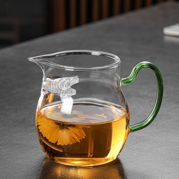 Set Gongfu de ceai cu filtru integrat în formă de semilună, ceașcă din sticlă pentru distribuție uniformă a ceaiului, cioc ascuțit, fără picurare