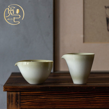 Set Gongfu de ceai în stil japonez, din cenușă de plante, cu gradient retro, pentru uz casnic — ceașcă de distribuție, ceainic și cești de servire