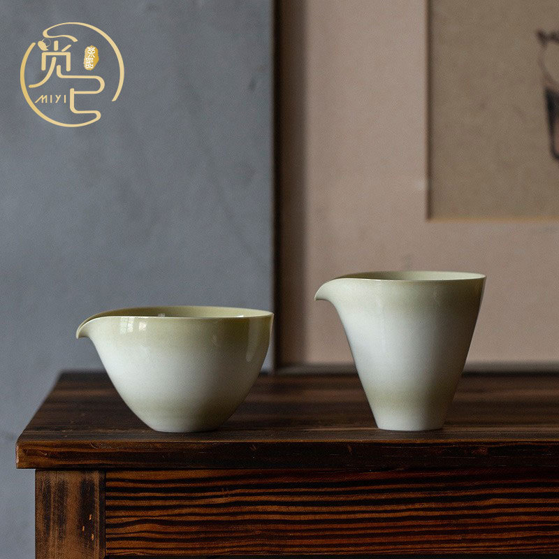 Set Gongfu de ceai în stil japonez, din cenușă de plante, cu gradient retro, pentru uz casnic — ceașcă de distribuție, ceainic și cești de servire