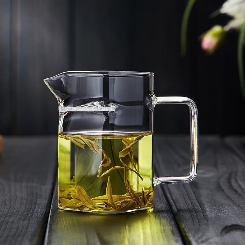 Set Gongfu de ceai din sticlă borosilicată transparentă, filtru semilună, capacitate mare pentru uz casnic
