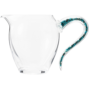 Set de ceai din sticlă cristal turcoaz cu mâner, set de ceai cu folie de aur, divizor de ceai îngroșat, ceașcă de împărțire a ceaiului, cadou de afaceri