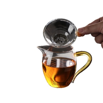 Set din sticlă pentru ceai, trei piese, cu filtru de ceai, sticlă borosiliat rezistentă la căldură, pentru preparare și împărțire ceai, stil chinezesc nou