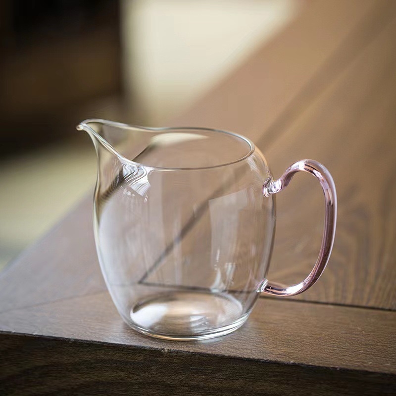 Pahar din sticlă borosilicată cu mâner colorat, rezistent la căldură, mare capacitate, pentru birou