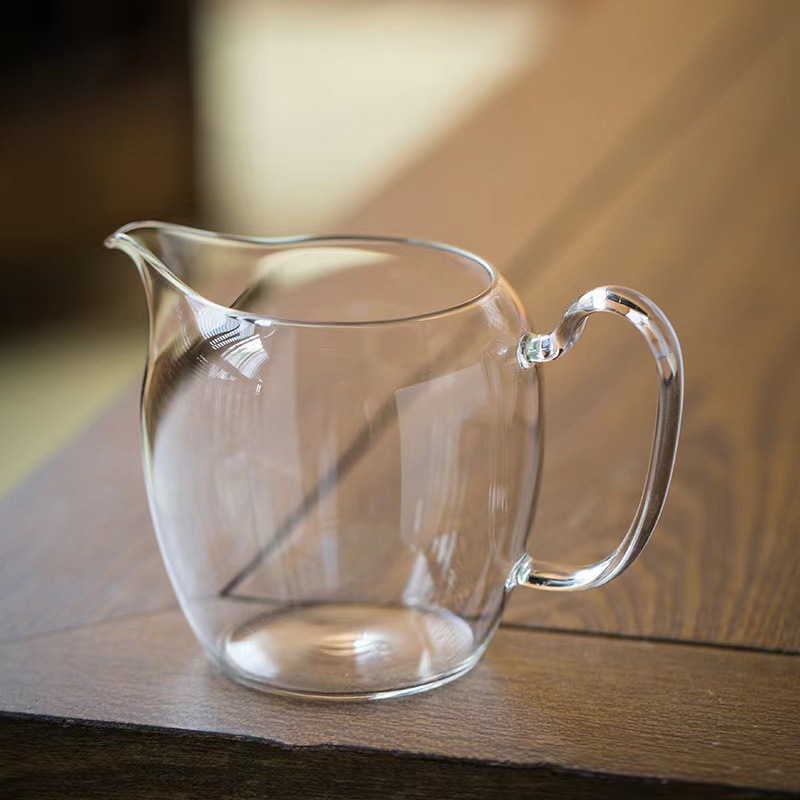 Pahar din sticlă borosilicată cu mâner colorat, rezistent la căldură, mare capacitate, pentru birou