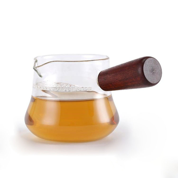 Ceșă Gongdao cu mâner lateral din lemn, sticlă borosilicat transparentă, divizor pentru ceai, filtru de ceai, set Kung Fu, ceașcă rezistentă la temperaturi înalte