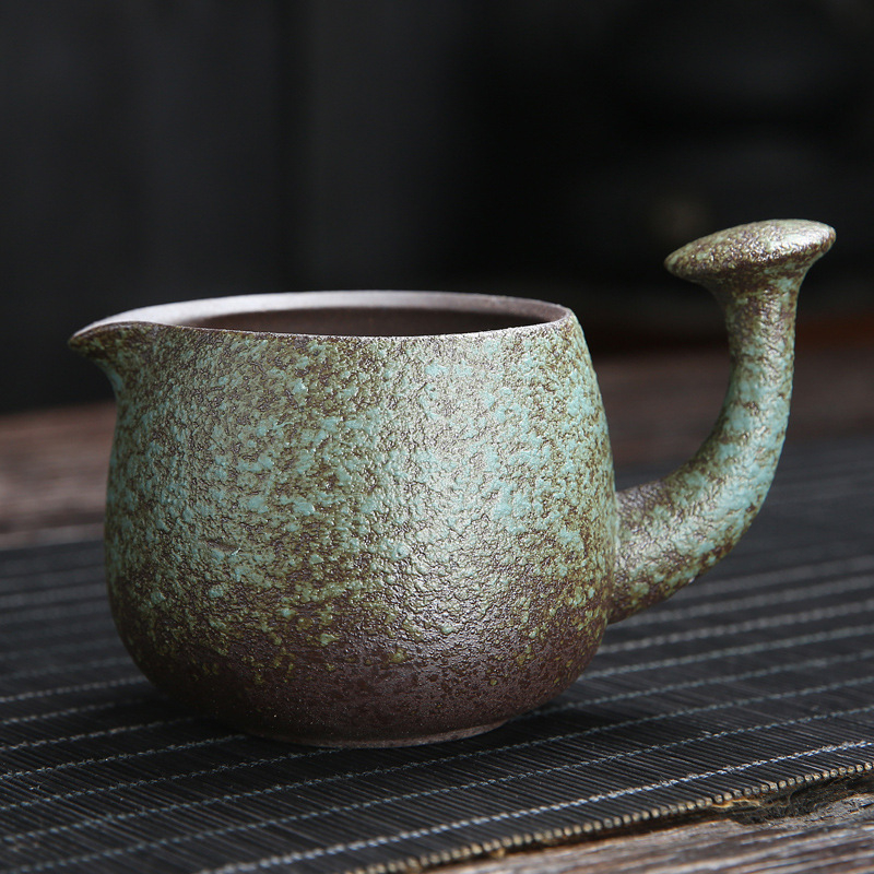 Set ceai ceramic în stil japonez cu ceașcă Gongdao, căni cu mâner lateral, tavă de ceai și instrument de distribuție a ceaiului