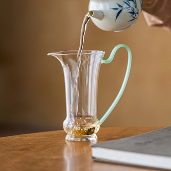 Ceșuță cu mâner din sticlă borosilicat înaltă, stil chinezesc, accesoriu transparent pentru ceremonia ceaiului cu separator de ceai