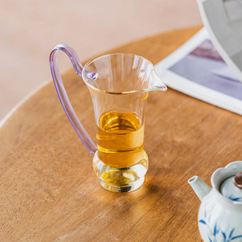 Ceșuță cu mâner din sticlă borosilicat înaltă, stil chinezesc, accesoriu transparent pentru ceremonia ceaiului cu separator de ceai