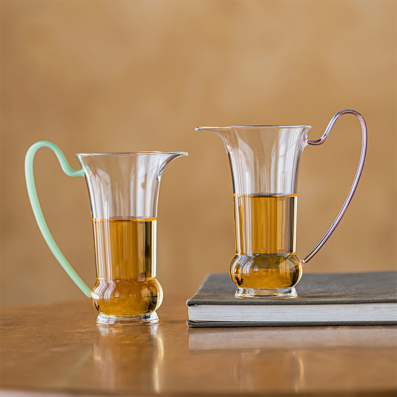 Ceșuță cu mâner din sticlă borosilicat înaltă, stil chinezesc, accesoriu transparent pentru ceremonia ceaiului cu separator de ceai