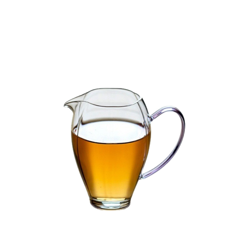 Ceasca de ceai cu mâner colorat din sticlă borosilicată, design modern și simplu pentru uz casnic, rezistentă la temperatură