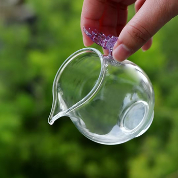 Set ceai cu mâner de fluture, tavă de ceai, separator de ceai și ceșcuță pentru turnare uniformă, sticlă borosilicată rezistentă la căldură, design simplu pentru uz casnic