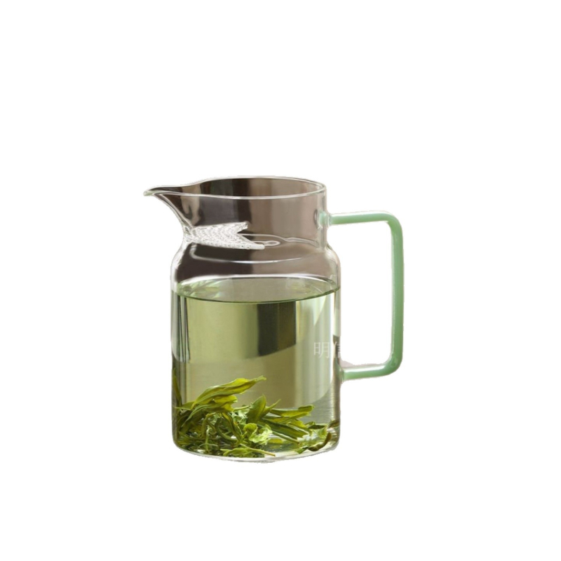 Filtru de ceai în formă de semilună, cu ceașcă integrată pentru infuzare, sticlă borosilat rezistentă la căldură, separator îngroșat pentru ceai verde