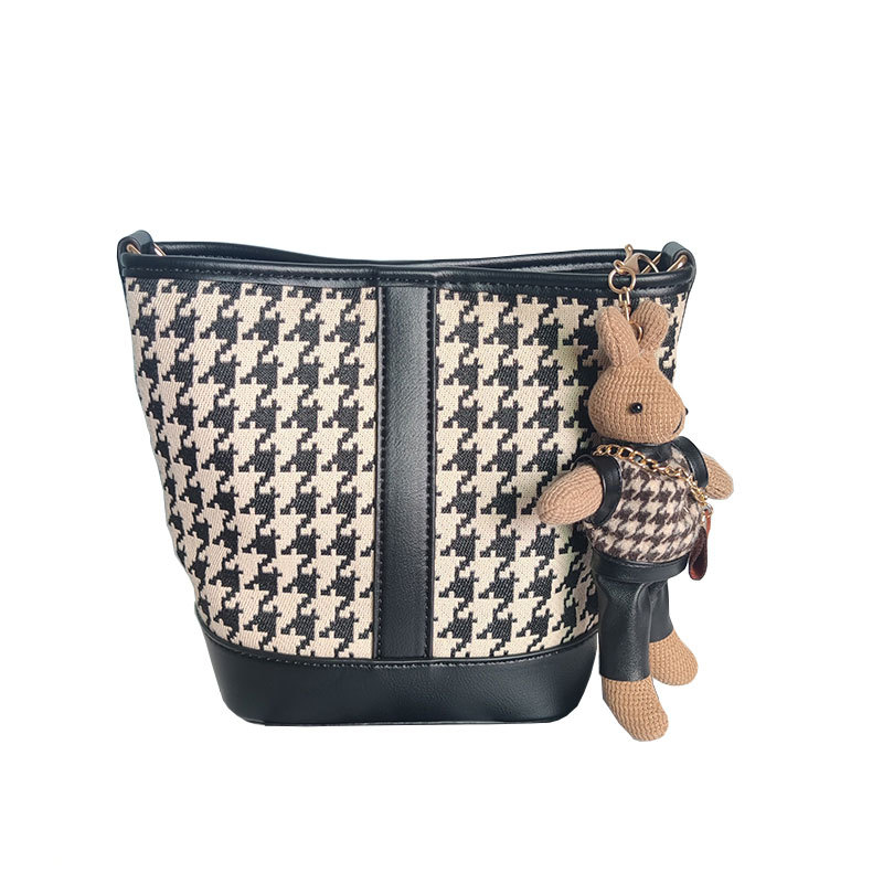 Kanvas torba tipa kofa s uzorkom houndstooth leopard, srednje veličine, za svakodnevnu uporabu - Jesen/Zima 2022