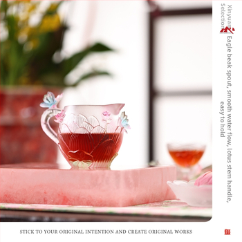 Set de ceai din sticlă cu fluture și lotus, separator de ceai, decor Gongfu