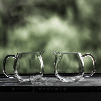 Stil japonez, separator de ceai transparent în formă de semilună și Fair Cup, sticlă borosilikată, rezistentă la căldură, accesoriu pentru setul Kung Fu de ceai