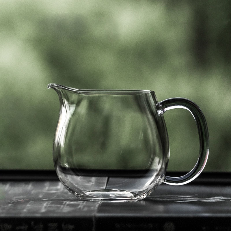 Stil japonez, separator de ceai transparent în formă de semilună și Fair Cup, sticlă borosilikată, rezistentă la căldură, accesoriu pentru setul Kung Fu de ceai