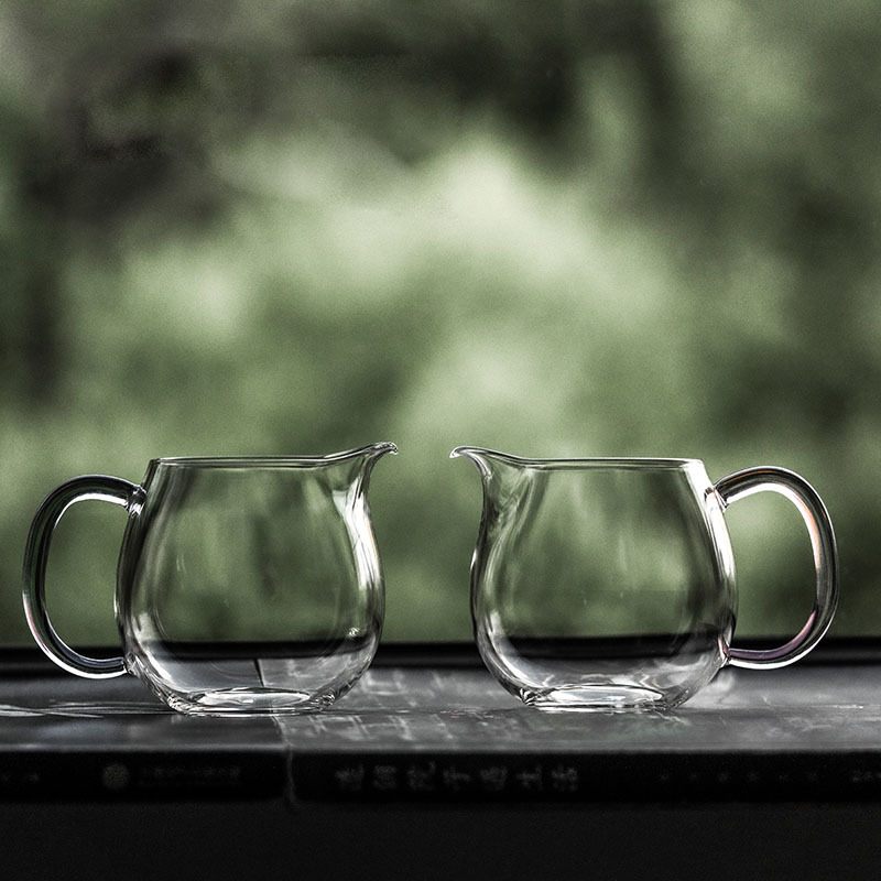 Stil japonez, separator de ceai transparent în formă de semilună și Fair Cup, sticlă borosilikată, rezistentă la căldură, accesoriu pentru setul Kung Fu de ceai