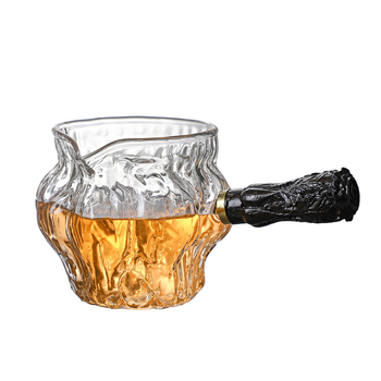 Sticlă borosilicat de înaltă rezistență la temperaturi, stil japonez, textură ciocan de nuc, mâner din lemn, sită pentru ceai, set Kung Fu de ceai pentru uz casnic