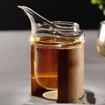 Ceșă Gongdao din sticlă borosilicat de înaltă calitate, cu cioc de vultur, tub izolant din bambus și divizor de ceai rezistent la căldură, set Kung Fu de ceai
