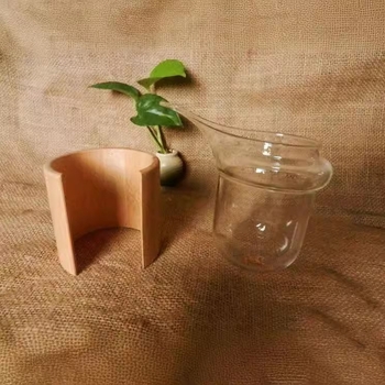 Ceșă Gongdao din sticlă borosilicat de înaltă calitate, cu cioc de vultur, tub izolant din bambus și divizor de ceai rezistent la căldură, set Kung Fu de ceai