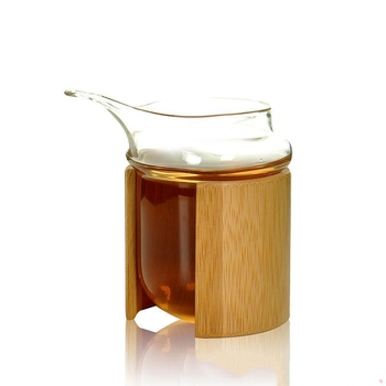 Ceșă Gongdao din sticlă borosilicat de înaltă calitate, cu cioc de vultur, tub izolant din bambus și divizor de ceai rezistent la căldură, set Kung Fu de ceai