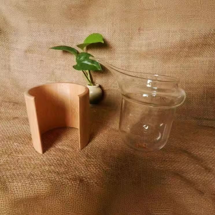 Ceșă Gongdao din sticlă borosilicat de înaltă calitate, cu cioc de vultur, tub izolant din bambus și divizor de ceai rezistent la căldură, set Kung Fu de ceai