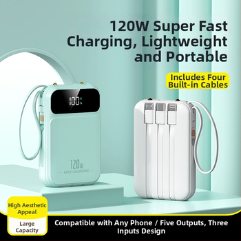 3C πιστοποιημένο Power Bank με γρήγορη φόρτιση 22.5W, 10,000mAh, μικρό φορητό με ενσωματωμένο καλώδιο, προσαρμογή λογότυπου