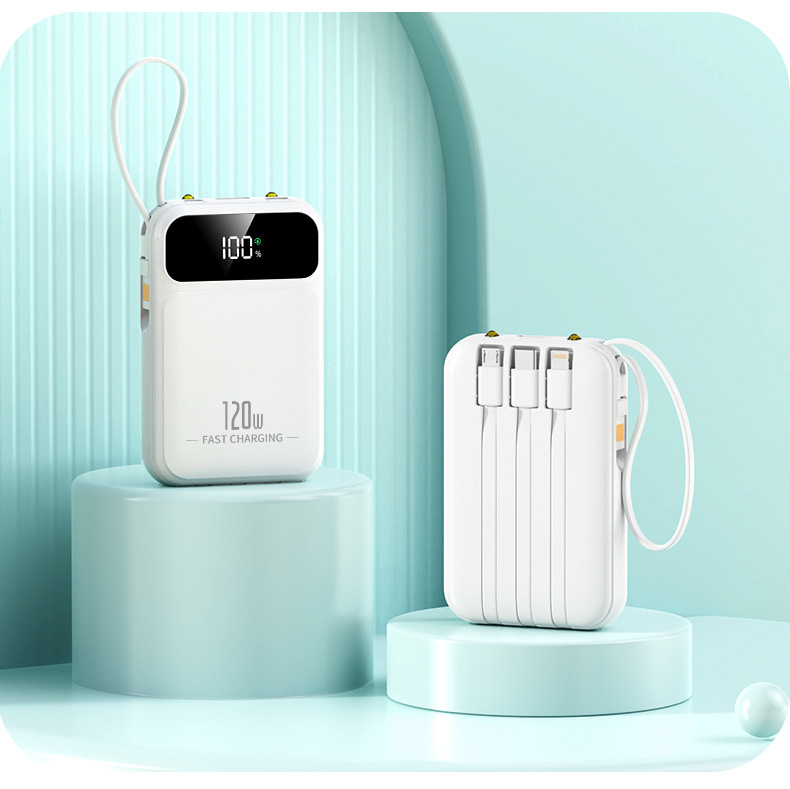 3C πιστοποιημένο Power Bank με γρήγορη φόρτιση 22.5W, 10,000mAh, μικρό φορητό με ενσωματωμένο καλώδιο, προσαρμογή λογότυπου