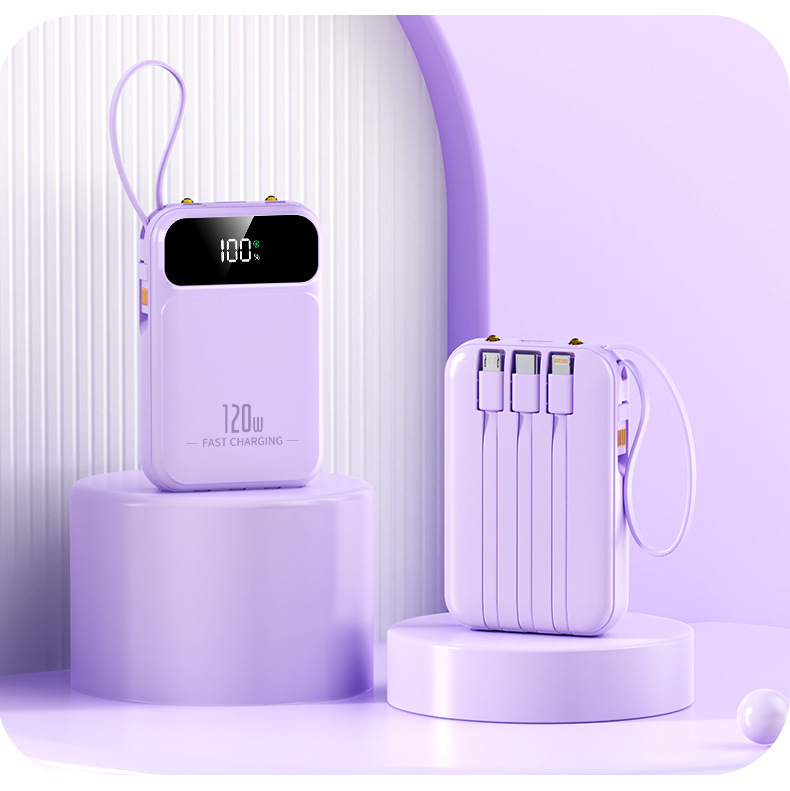 3C πιστοποιημένο Power Bank με γρήγορη φόρτιση 22.5W, 10,000mAh, μικρό φορητό με ενσωματωμένο καλώδιο, προσαρμογή λογότυπου