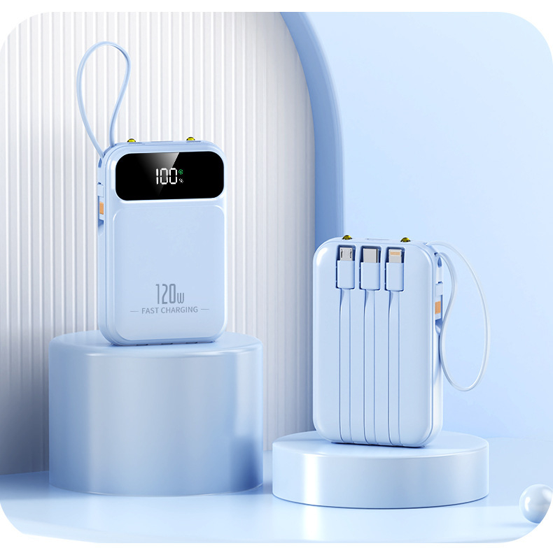 3C πιστοποιημένο Power Bank με γρήγορη φόρτιση 22.5W, 10,000mAh, μικρό φορητό με ενσωματωμένο καλώδιο, προσαρμογή λογότυπου